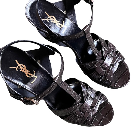 NEW Saint Laurent 105 Tribute Croc Embossed 39 Ultra Grey - Picture 13 of 13